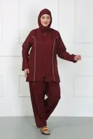 Klipsli Büyük Beden Tesettür Mayo Bordo Akbeniz 44010 Bordo