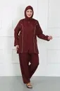 Klipsli Büyük Beden Tesettür Mayo Bordo Akbeniz 44010