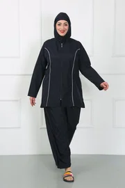 Akbeniz Kapüşonlu Büyük Beden Tesettür Kadın Mayo Lacivert Akbeniz 44010