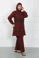Bordo Büyük Beden Tesettür Mayo Akbeniz 44020 Bordo