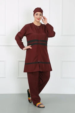 Akbeniz Bordo Büyük Beden Tesettür Mayo Akbeniz 44020 - Alternatif Görünüm