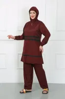 Bordo Büyük Beden Tesettür Mayo Akbeniz 44020 Bordo görsel 4