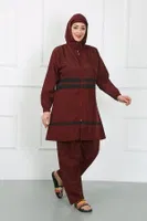 Bordo Büyük Beden Tesettür Mayo Akbeniz 44020 Bordo görsel 5