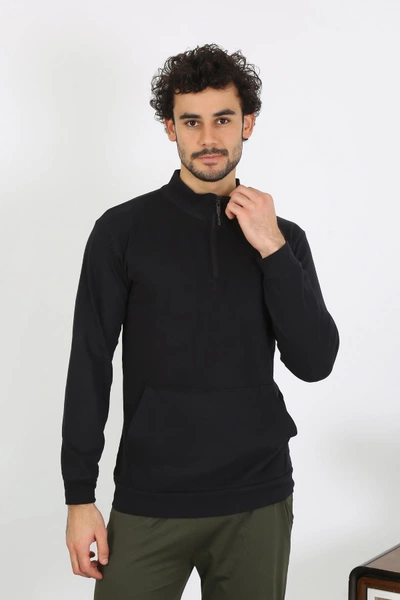 Dik Yaka Erkek 3 İplik Penye Sweatshirt Akbeniz 6850