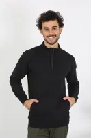 Dik Yaka Erkek 3 İplik Penye Sweatshirt Akbeniz 6850 Siyah detay görünüm