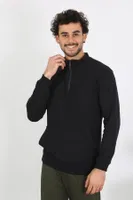 Dik Yaka Erkek 3 İplik Penye Sweatshirt Akbeniz 6850 Siyah farklı açı