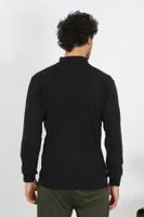 Dik Yaka Erkek 3 İplik Penye Sweatshirt Akbeniz 6850 Siyah görsel 4
