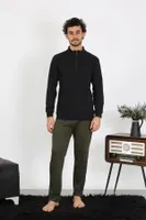 Dik Yaka Erkek 3 İplik Penye Sweatshirt Akbeniz 6850 Siyah görsel 5