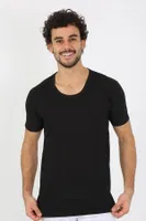 Açık Yaka Siyah Penye Erkek Atlet Fanila Akbeniz 6565 Siyah