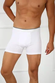 Akbeniz Beyaz Pamuklu Erkek Büyük Beden Likralı Boxer Akbeniz 40134