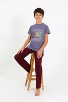 Penye Erkek Çocuk Kısa Kollu Pijama Takım Akbeniz 20758 Mor