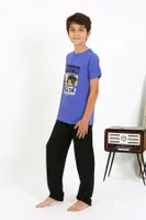 Yuvarlak Yaka Kısa Kollu Penye Erkek Çocuk Pijama Takım Akbeniz 20758 Saks farklı açı