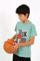 Basketball Kısa Kollu Penye Erkek Çocuk Pijama Takım Akbeniz 20758 Su Yeşili farklı açı