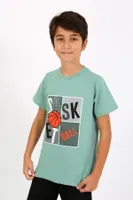 Basketball Kısa Kollu Penye Erkek Çocuk Pijama Takım Akbeniz 20758 Su Yeşili görsel 4
