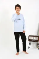 Erkek Çocuk Uzun Kol Penye Pijama Takım Akbeniz 20437 Buz Mavisi
