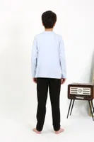 Erkek Çocuk Uzun Kol Penye Pijama Takım Akbeniz 20437 Buz Mavisi görsel 4