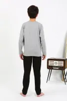 Yuvarlak Yaka Uzun Kol Penye Erkek Çocuk Pijama Takım Akbeniz 20437 Gri görsel 4