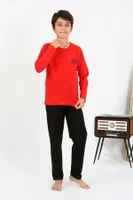 Kırmızı Erkek Çocuk Uzun Kollu Penye Pijama Takım Akbeniz 20437 Kırmızı farklı açı