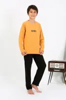 Nasa Uzun Kollu Penye Erkek Çocuk Pijama Takım Akbeniz 20438 Sarı