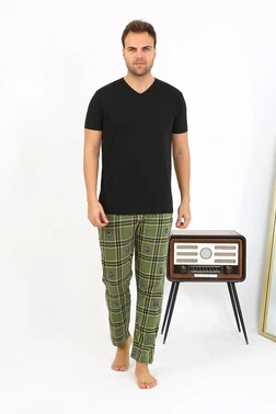 Akbeniz Penye Ekoseli Desen Tek Alt Erkek Pijama Akbeniz 27540 - Alternatif Görünüm