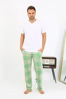 Ekoseli Desen Penye Erkek Tek Alt Pijama Akbeniz 27540 Yeşil detay görünüm