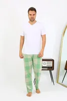 Ekoseli Desen Penye Erkek Tek Alt Pijama Akbeniz 27540 Yeşil farklı açı