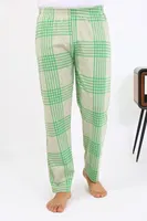 Ekoseli Desen Penye Erkek Tek Alt Pijama Akbeniz 27540 Yeşil görsel 4