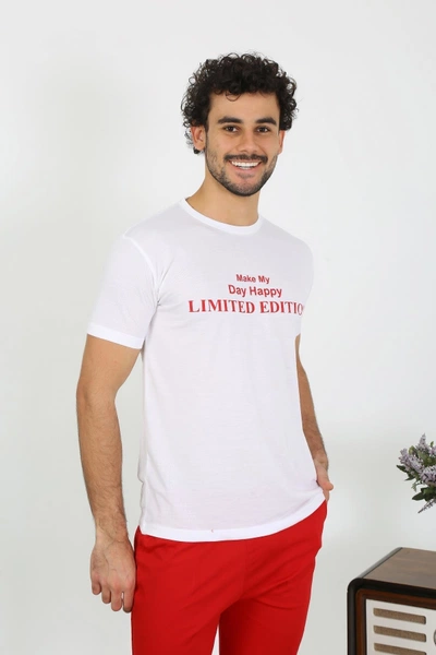 Akbeniz Erkek Kısa Kol Penye Beyaz Pijama Takımı 6846