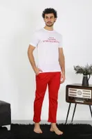 Akbeniz Erkek Kısa Kol Penye Beyaz Pijama Takımı 6846 Beyaz görsel 4