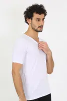 Likralı V Yaka Beyaz Kısa Kollu Erkek T-Shirt Akbeniz 65700 Beyaz görsel 6