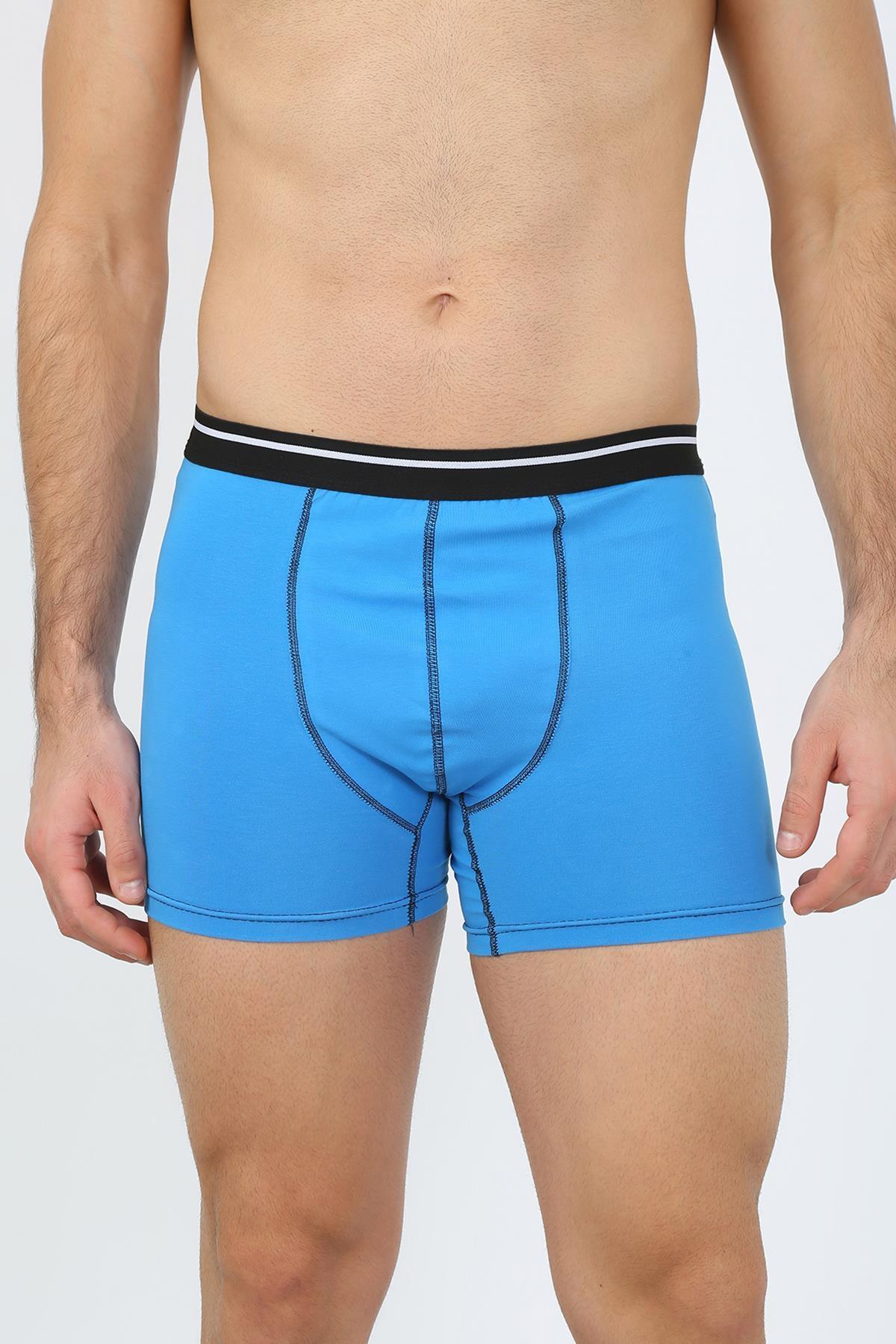 Erkek Pamuk Likralı Boxer Mavi 40133