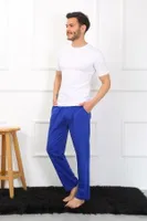 Pamuk Saks Erkek Tek Alt Pijama Akbeniz 27495 Saks