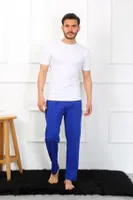 Pamuk Saks Erkek Tek Alt Pijama Akbeniz 27495 Saks görsel 4