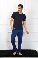 Penye 3'lü Lacivert V Yaka Erkek Pijama Takımı Akbeniz 6822 Lacivert görsel 6