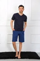 Penye 3'lü Lacivert V Yaka Erkek Pijama Takımı Akbeniz 6822 Lacivert görsel 8