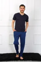 Penye 3'lü Lacivert V Yaka Erkek Pijama Takımı Akbeniz 6822 Lacivert görsel 10