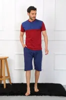 Erkek Penye 3'lü Sax-Bordo Parçalı Pijama Takımı Akbeniz 6823 detay görünüm