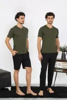 Erkek Penye Haki 3'lü Pijama Takımı Akbeniz 6848 Haki