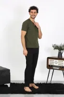 Erkek Penye Haki 3'lü Pijama Takımı Akbeniz 6848 Haki farklı açı