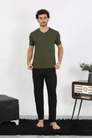 Erkek Penye Haki 3'lü Pijama Takımı Akbeniz 6848 Haki görsel 5