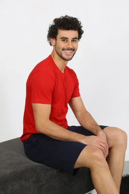 Akbeniz Erkek Penye Kırmızı 3'lü Pijama Takımı Akbeniz 6848 - Alternatif Görünüm