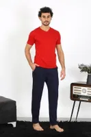 Erkek Penye Kırmızı 3'lü Pijama Takımı Akbeniz 6848 Kırmızı farklı açı