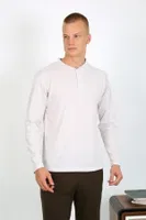Düğmeki Cepli Penye Uzun Kollu Erkek Pijama Takımı Akbeniz 6860 Ekru farklı açı