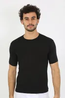 Kısa Kollu Sıfır Yaka Likralı Siyah Erkek T-Shirt Akbeniz 65710 Siyah detay görünüm