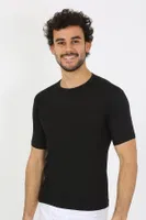 Kısa Kollu Sıfır Yaka Likralı Siyah Erkek T-Shirt Akbeniz 65710 Siyah görsel 4