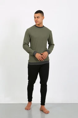Akbeniz Uzun Kollu Manşetli Paça Penye Erkek Pijama Takımı Akbeniz 6870