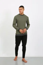 Akbeniz Uzun Kollu Manşetli Paça Penye Erkek Pijama Takımı Akbeniz 6870