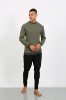 Uzun Kollu Manşetli Paça Penye Erkek Pijama Takımı Akbeniz 6870 Haki