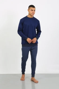 Manşetli Uzun Kollu Paça Penye Erkek Pijama Takımı Akbeniz 6870