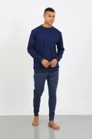 Manşetli Uzun Kollu Paça Penye Erkek Pijama Takımı Akbeniz 6870 Lacivert